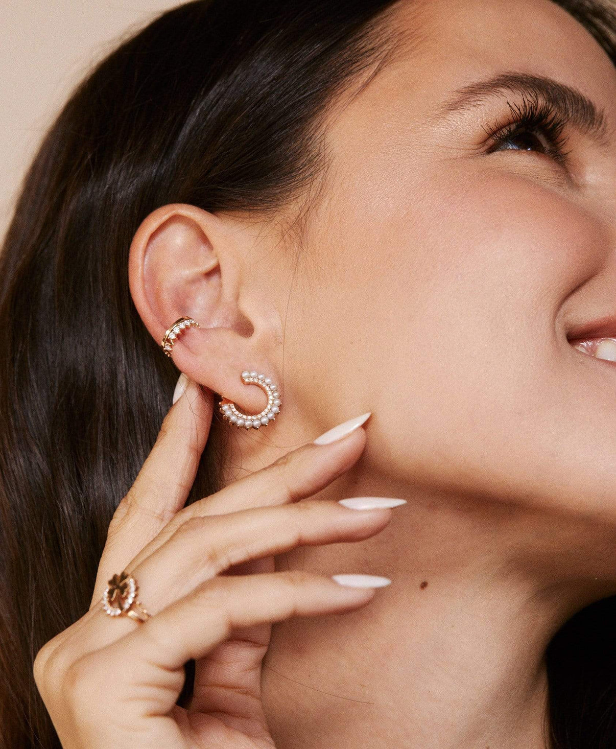 Simple Full Diamond Ear Cuff: Discover Luxury Fine Jewelry | Nouvel Heritage || White Gold